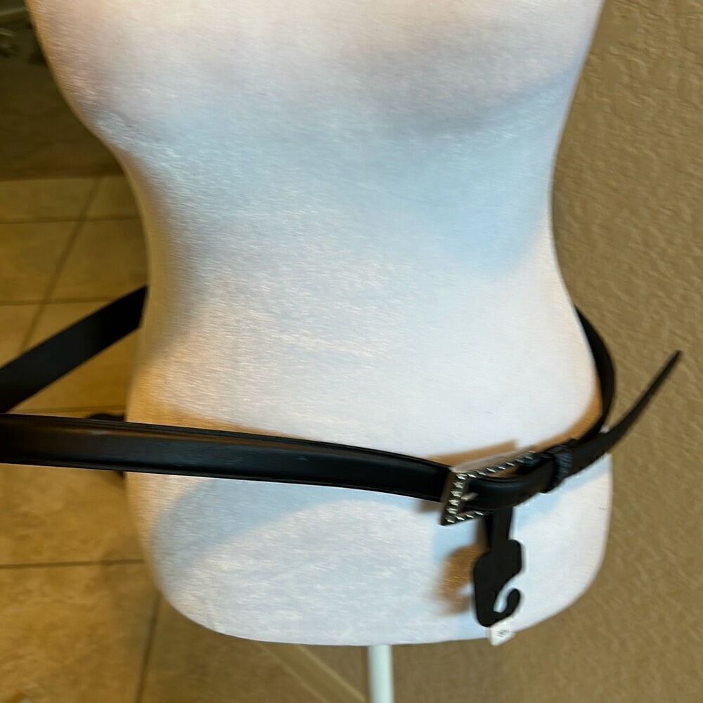 Gucci Women's M/L Black Leather Belt Square Embellished Buckle Contemporary New - Picture 4 of 10